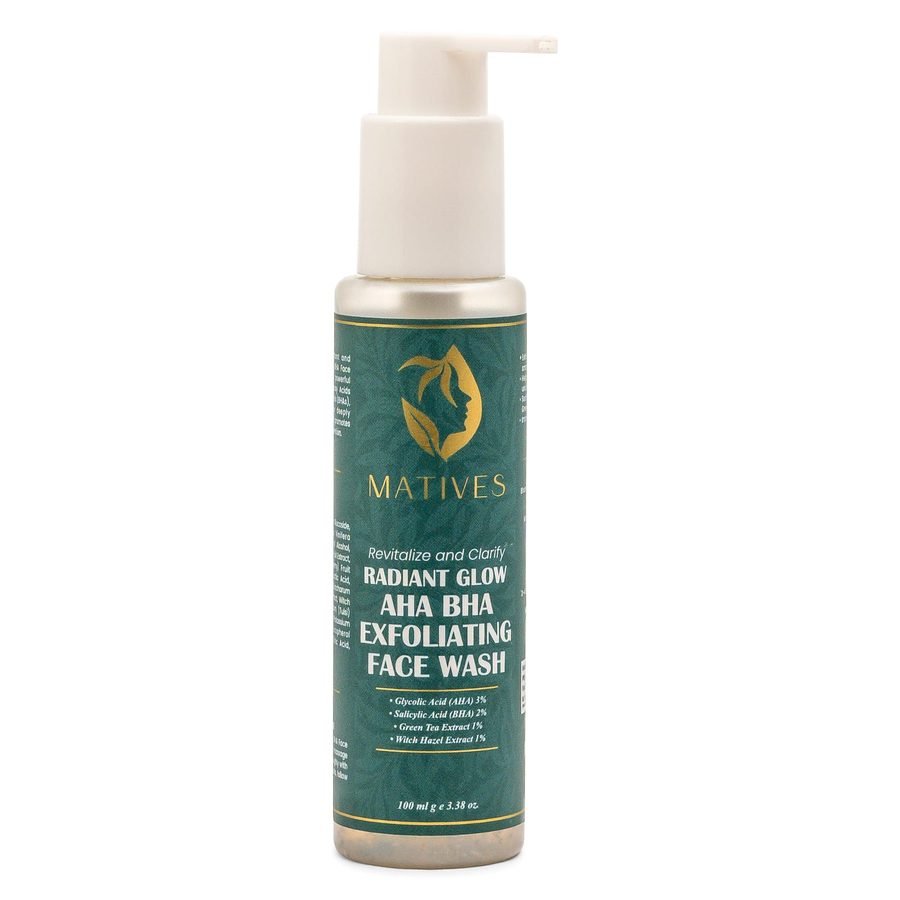 Matives Radiant Glow AHA BHA Face Wash bottle